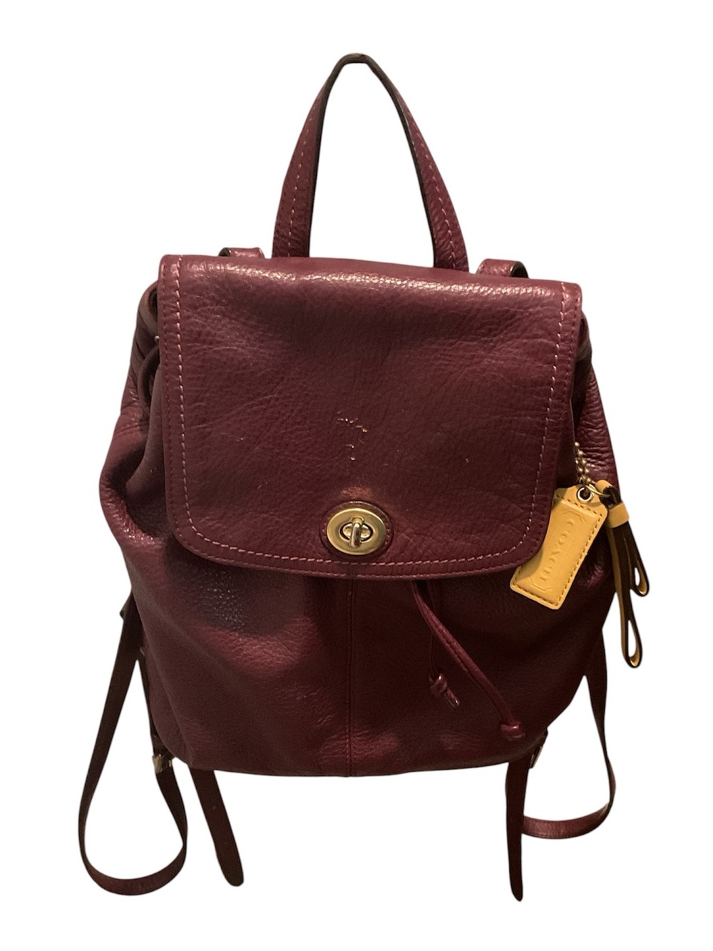 Coach Vintage Burgundy Leather Backpack Purse F24385 Boho Casual School Y2K